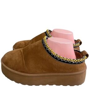 Mudd stormy size 9 Platform Clogs Women Shoes Brown Suede Leather Slip On Casual